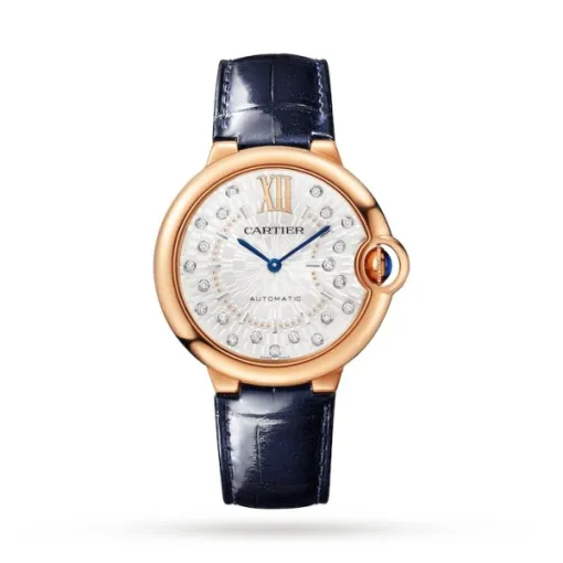 Cartier Ballon Bleu de Cartier Women Automatic Silver Alligator Watch WGBB0053