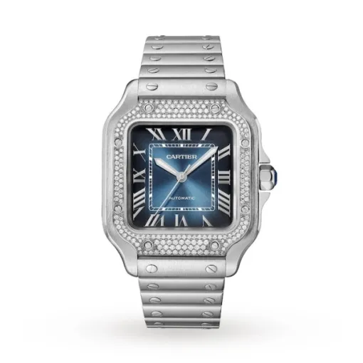 Cartier Santos de Cartier Women Automatic Blue Stainless Steel Watch W4SA0006