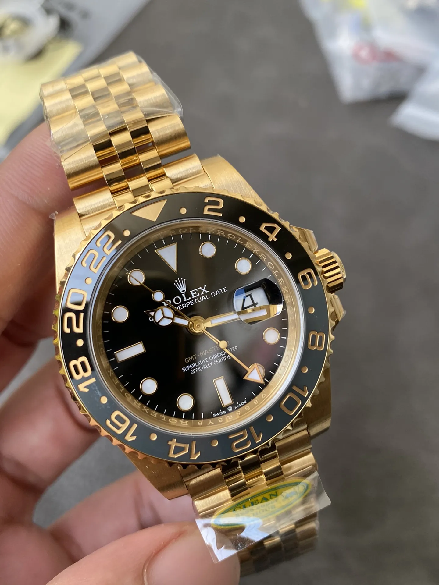 CF Rolex Clean Factory GMT Master II 126718GRNR Full Yellow Gold Black & Grey Bezel Black Dial Jubilee Bracelet DD3285 Movement – Clean Factory Watch | The Best Super Clone Watches Store in China photo 3