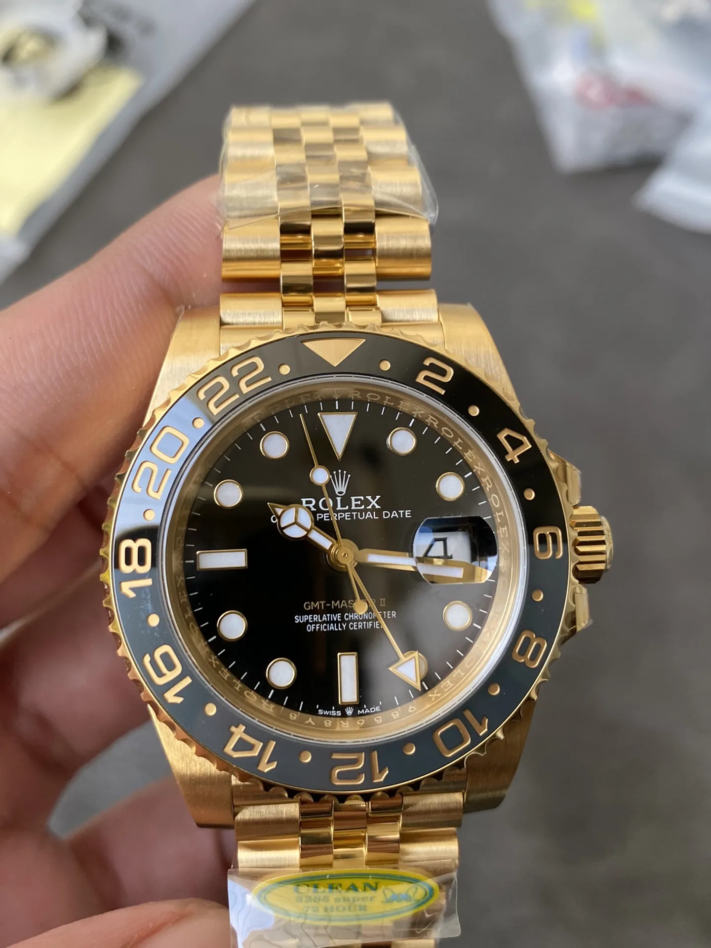 CF Rolex Clean Factory GMT Master II 126718GRNR Full Yellow Gold Black & Grey Bezel Black Dial Jubilee Bracelet DD3285 Movement – Clean Factory Watch | The Best Super Clone Watches Store in China photo 4