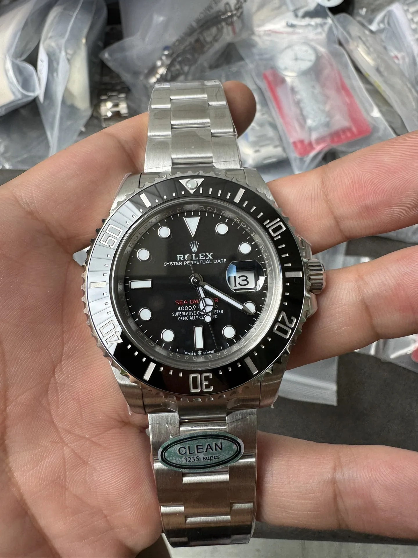 Clean Factory Rolex Sea-Dweller 126600 Single Red 904L Steel Case and Bracelet S