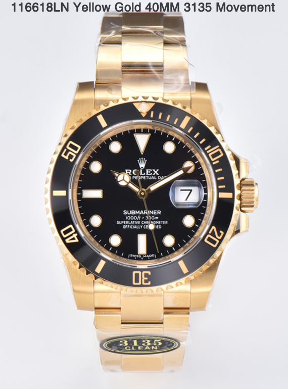 Clean Factory Submariner 116618LB 40mm Blue Dial & Ceramic Bezel Full Yellow Gol