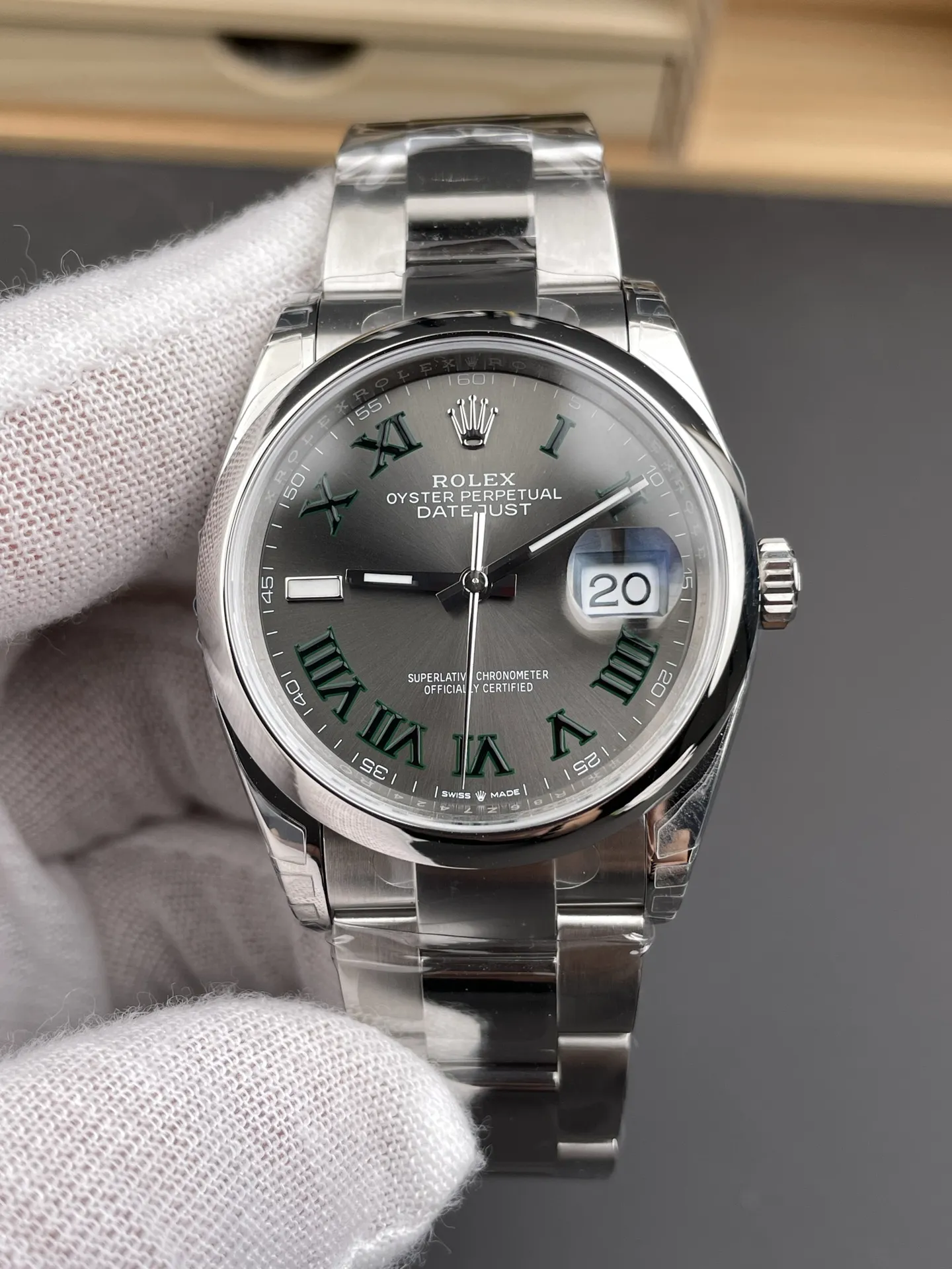 Clean Factory Watch Datejust 36 Wimbledon 126200 Gray Dail with Roma Hour Marker photo 2