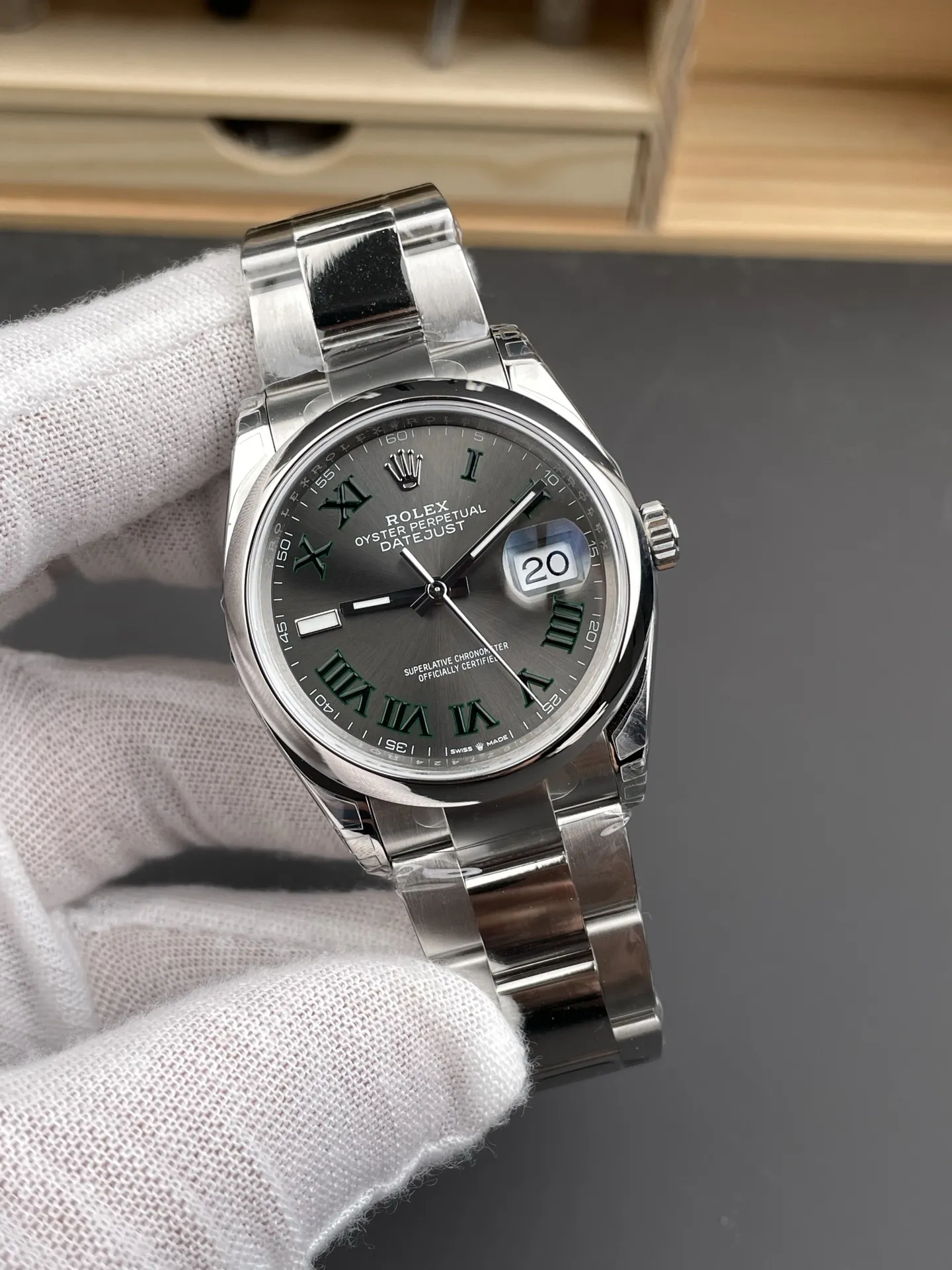 Clean Factory Watch Datejust 36 Wimbledon 126200 Gray Dail with Roma Hour Marker photo 3