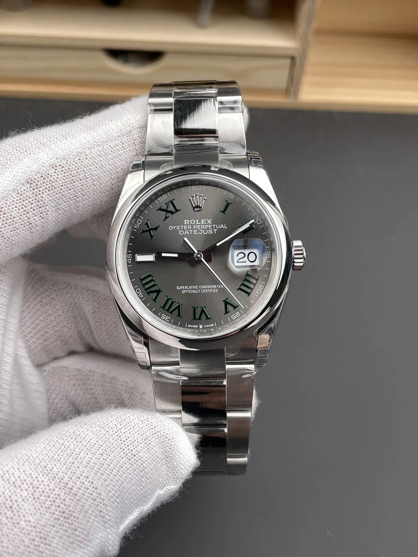 Clean Factory Watch Datejust 36 Wimbledon 126200 Gray Dail with Roma Hour Marker photo 4