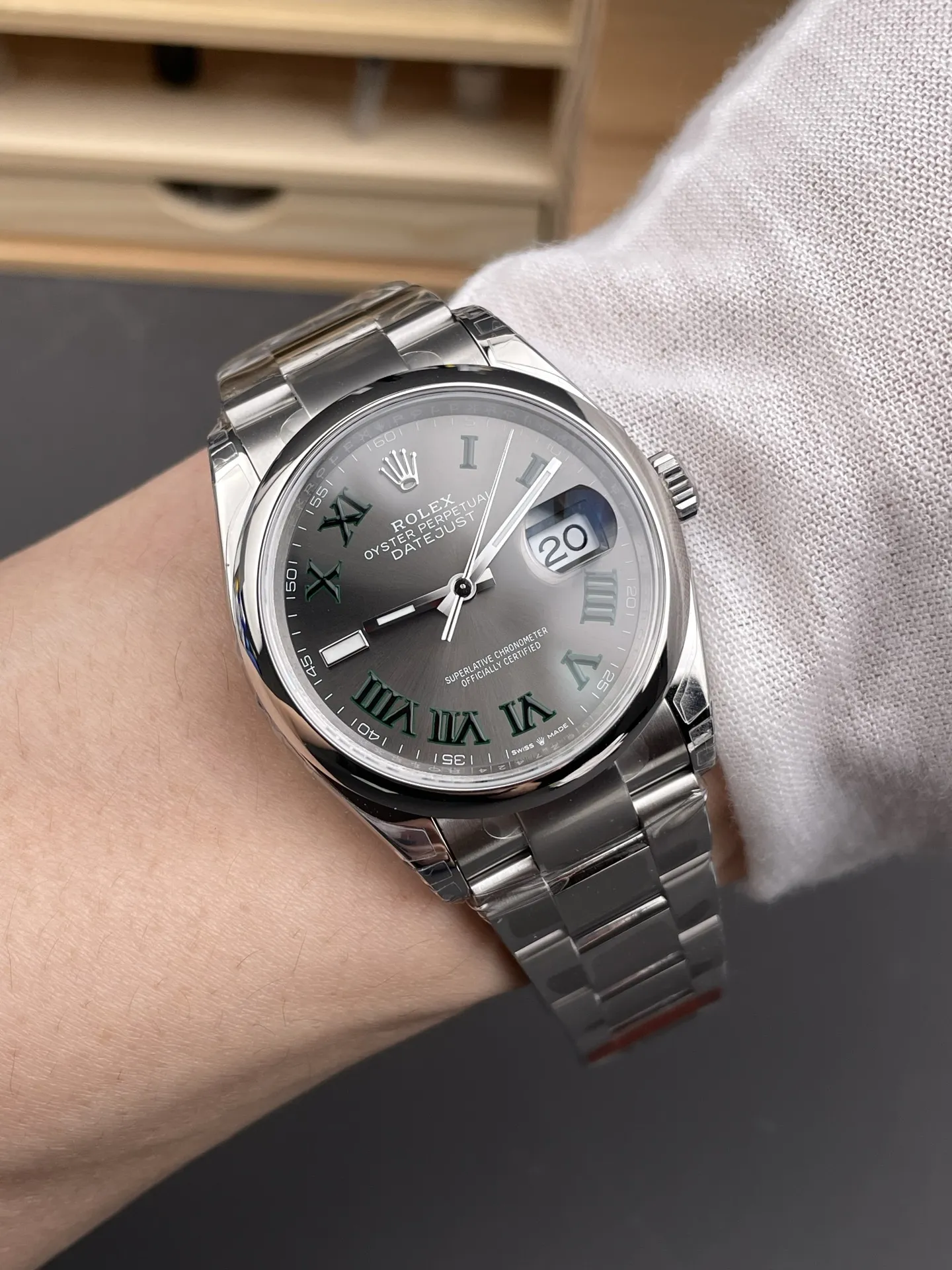 Clean Factory Watch Datejust 36 Wimbledon 126200 Gray Dail with Roma Hour Marker photo 10