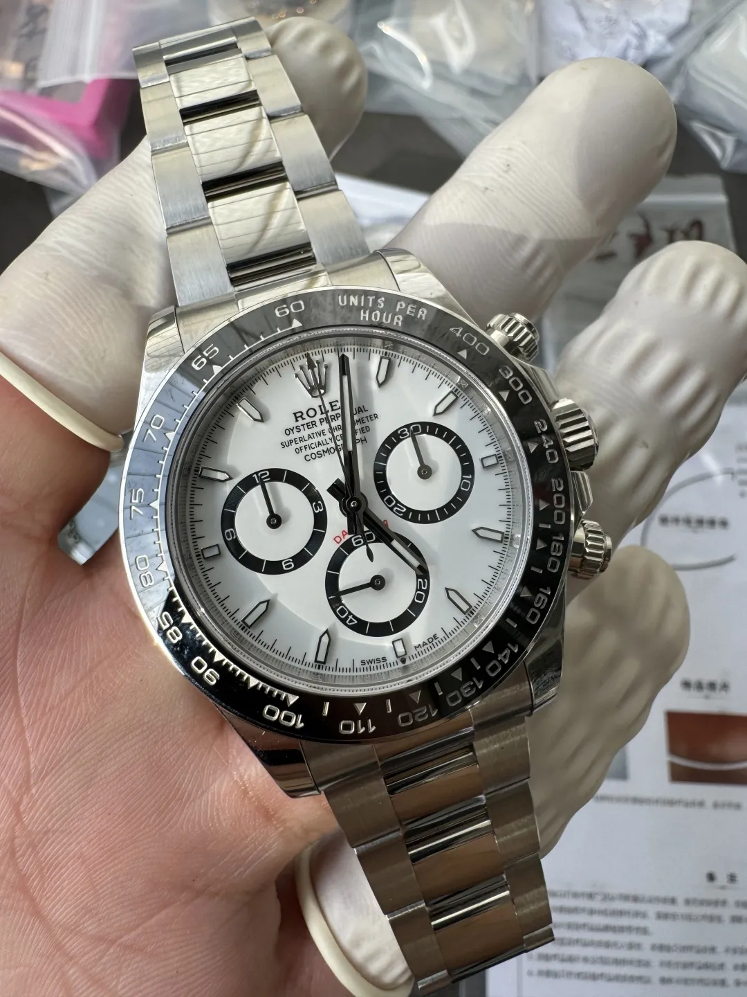 Clean Factory Watch Daytona Panda 126500LN White Dial Black Cerachrom Bezel 904L photo 7