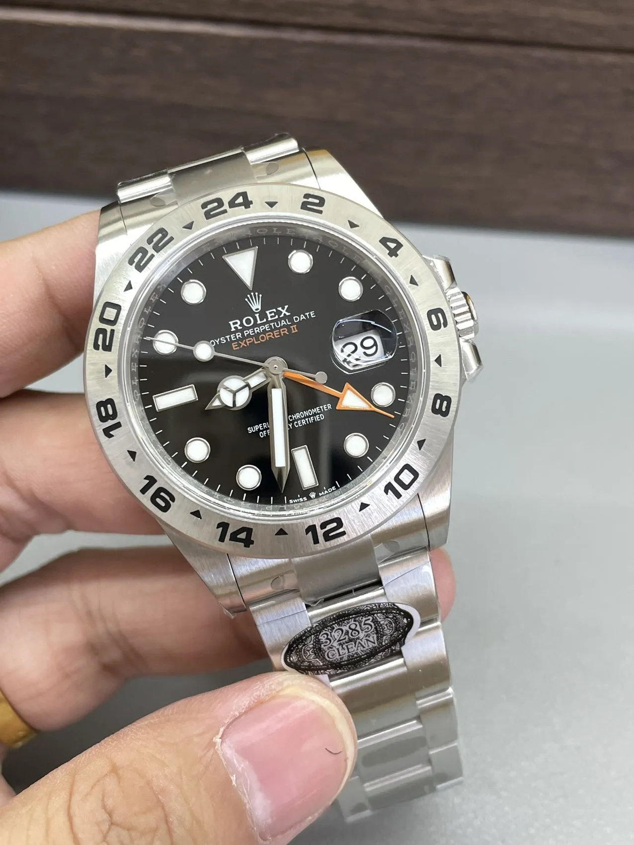 Clean Factory Watch Explorer II 226570 Black Dial 904L Steel GMT Orange Arrow-sh photo 2