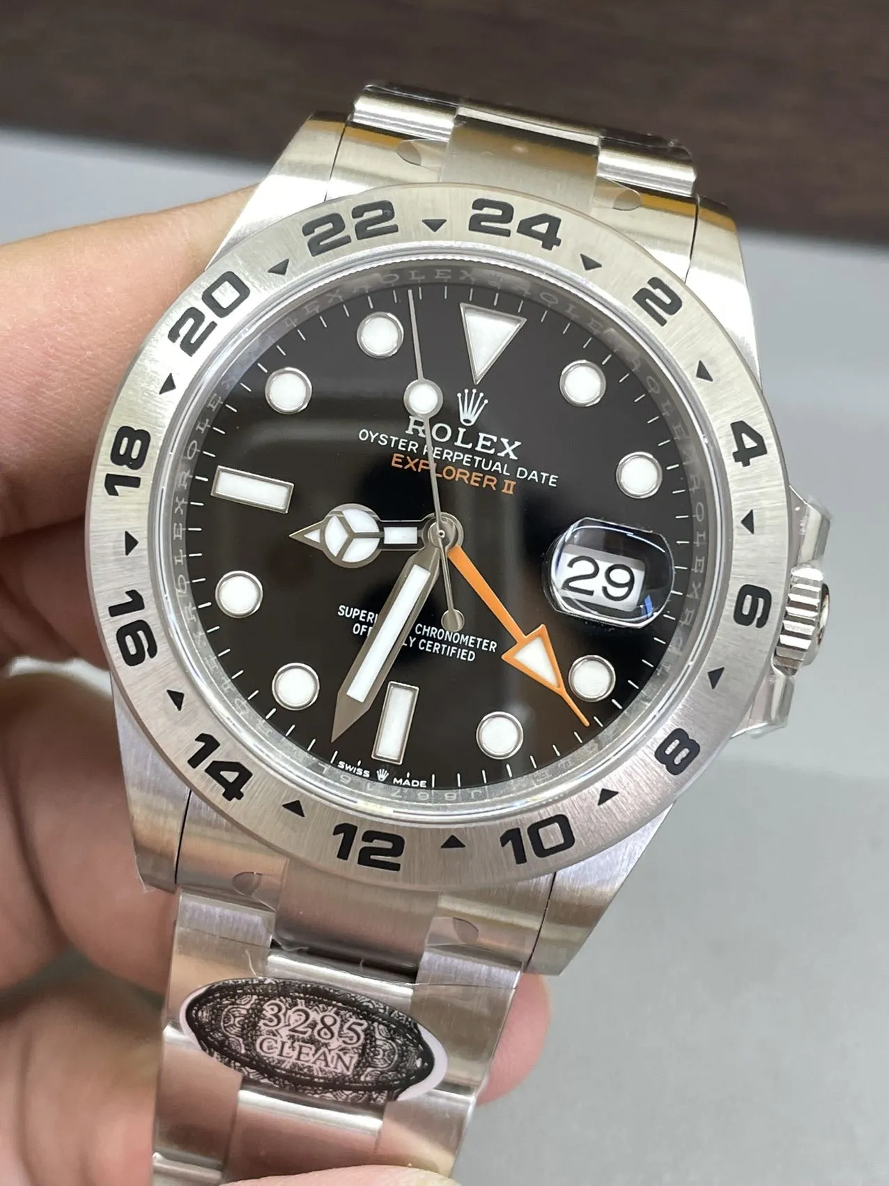 Clean Factory Watch Explorer II 226570 Black Dial 904L Steel GMT Orange Arrow-sh photo 3