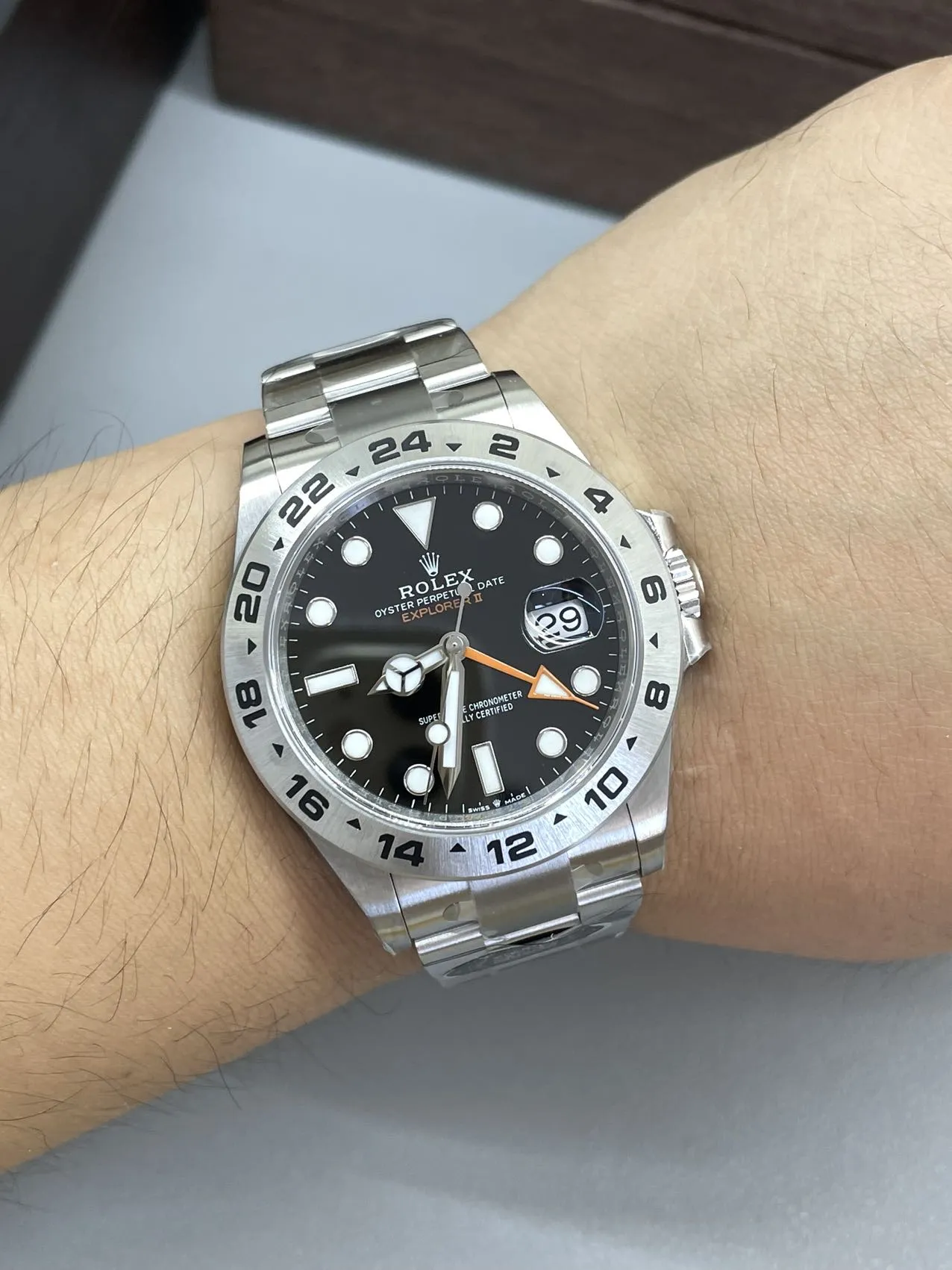 Clean Factory Watch Explorer II 226570 Black Dial 904L Steel GMT Orange Arrow-sh photo 9