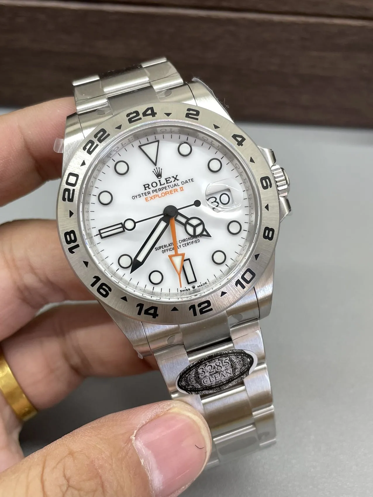 Clean Factory Watch Explorer II 226570 White Dial 904L Steel GMT Orange Arrow-sh photo 2