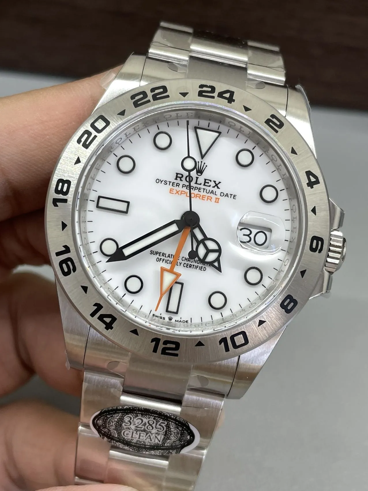 Clean Factory Watch Explorer II 226570 White Dial 904L Steel GMT Orange Arrow-sh photo 3