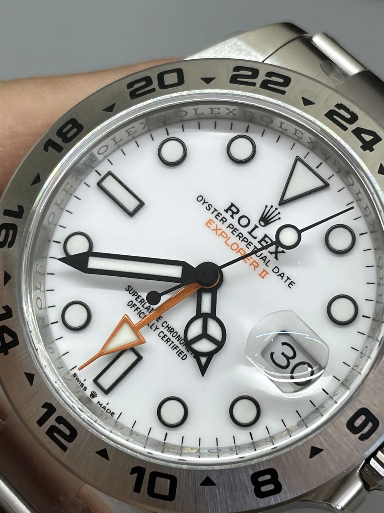 Clean Factory Watch Explorer II 226570 White Dial 904L Steel GMT Orange Arrow-sh photo 4