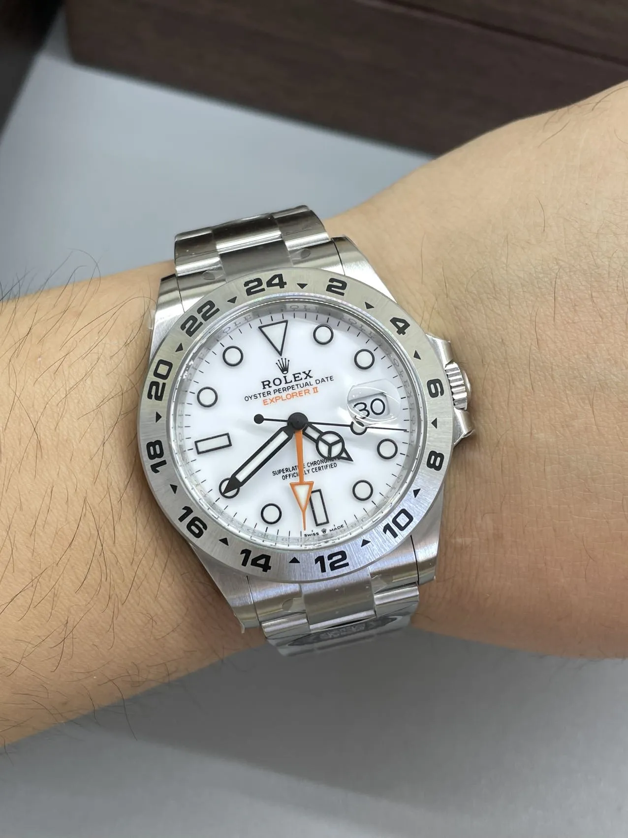 Clean Factory Watch Explorer II 226570 White Dial 904L Steel GMT Orange Arrow-sh photo 10