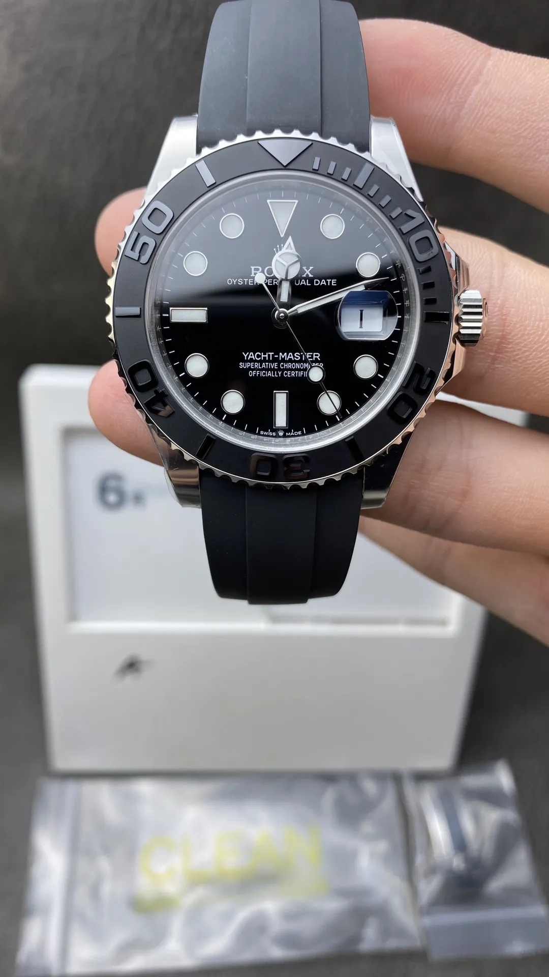 China Clean Factory Yacht-Master 42mm 226659 Best Edition Black Dial 3D Black Ceramic Bezel on Black Oysterflex Strap VR3235 – Clean Factory Watch | The Best Super Clone Watches Store in China