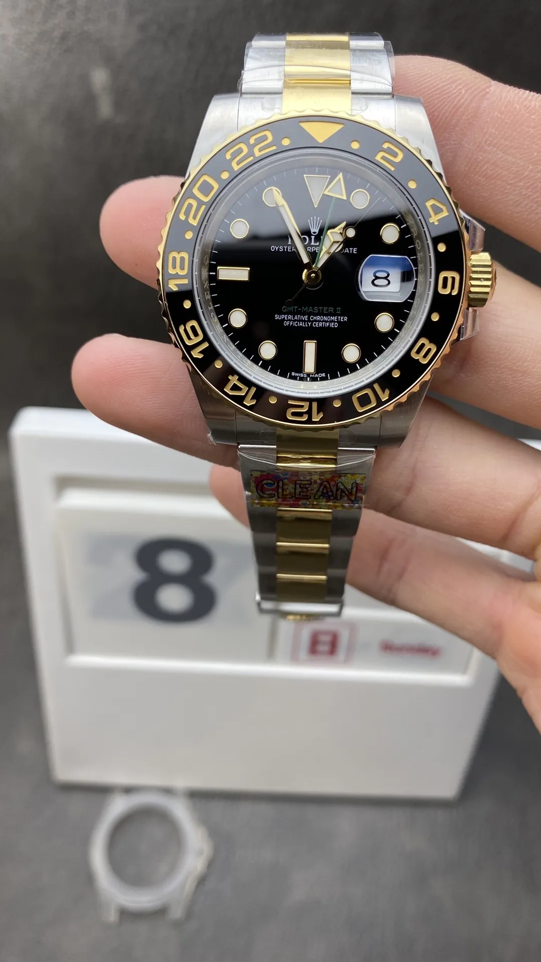Clean Factory CF GMT-Master II 116713LN Black Dial with Green GMT Hand Black Ceramic Bezel 904L Steel Case Yellow Gold & Steel Oyster Bracelet SA3186 Movement – Clean Factory Watch | The Best Super Clone Watches Store in China