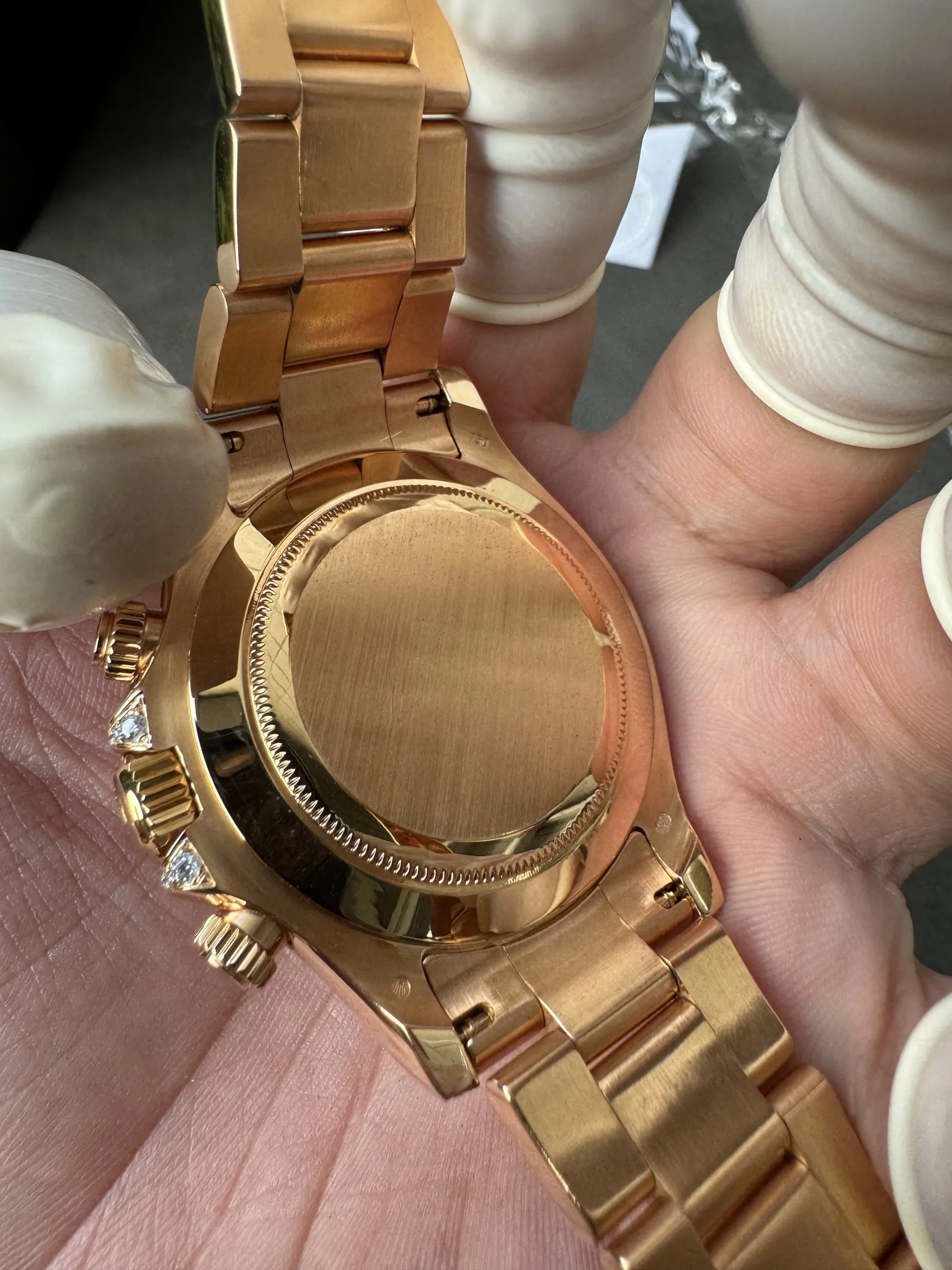 Clean Factory Custom ICE Out Daytona 126595TBR Rose Gold Case Set with Diamonds Pink Dial with Diamond Indexs ACE Free-sprung Balance 4131 Caliber – Clean Factory Watch | The Best Super Clone Watches Store in China photo 16
