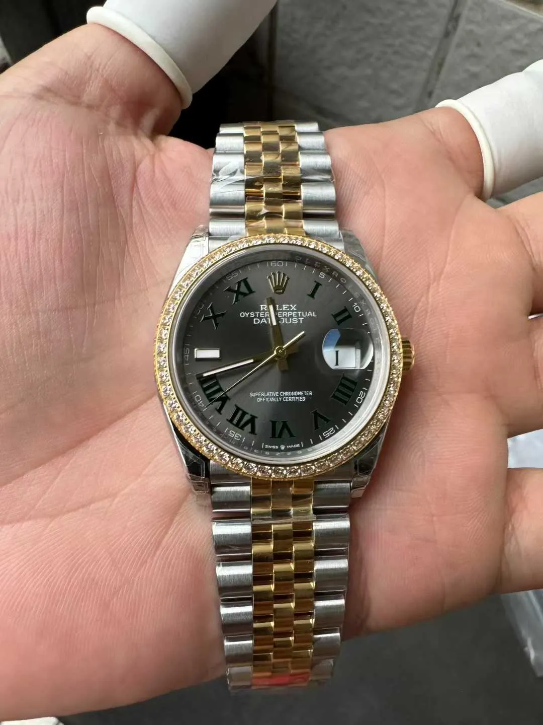 Clean Factory DateJust 36 Wimbledon 126283RBR Slate Dial Roma Indexes 904L Steel Case Yellow Gold Two Tone Jubilee Bracelet DD3235 Movement – Clean Factory Watch | The Best Super Clone Watches Store in China photo 3