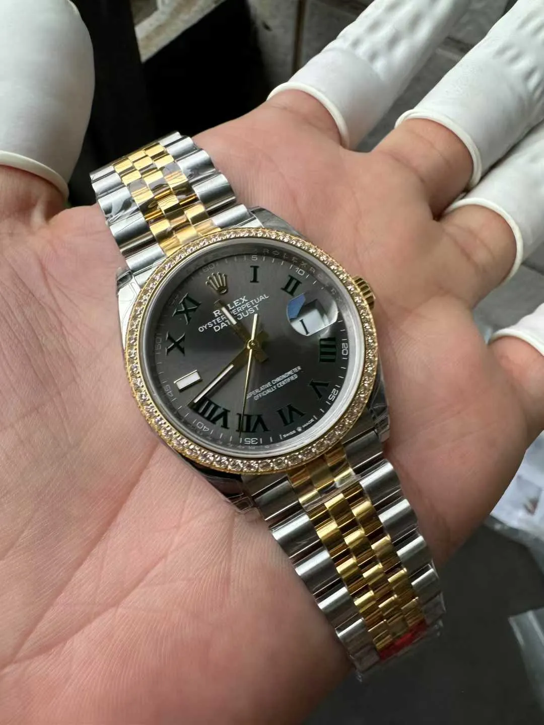 Clean Factory DateJust 36 Wimbledon 126283RBR Slate Dial Roma Indexes 904L Steel Case Yellow Gold Two Tone Jubilee Bracelet DD3235 Movement – Clean Factory Watch | The Best Super Clone Watches Store in China photo 4