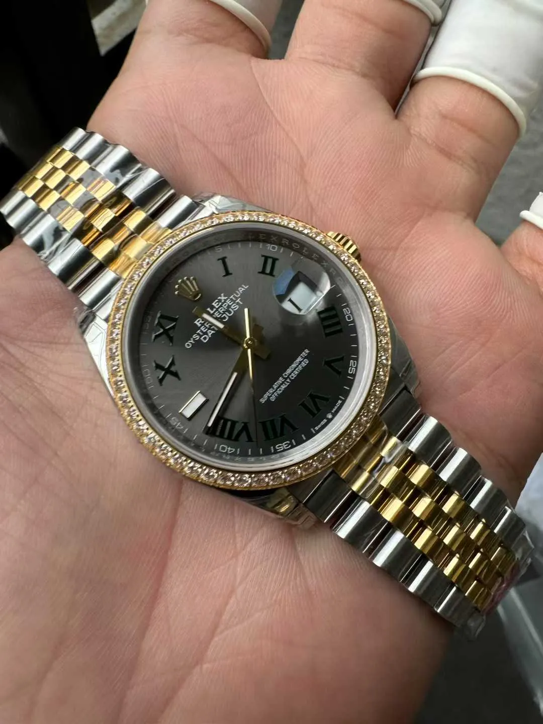 Clean Factory DateJust 36 Wimbledon 126283RBR Slate Dial Roma Indexes 904L Steel Case Yellow Gold Two Tone Jubilee Bracelet DD3235 Movement – Clean Factory Watch | The Best Super Clone Watches Store in China photo 5