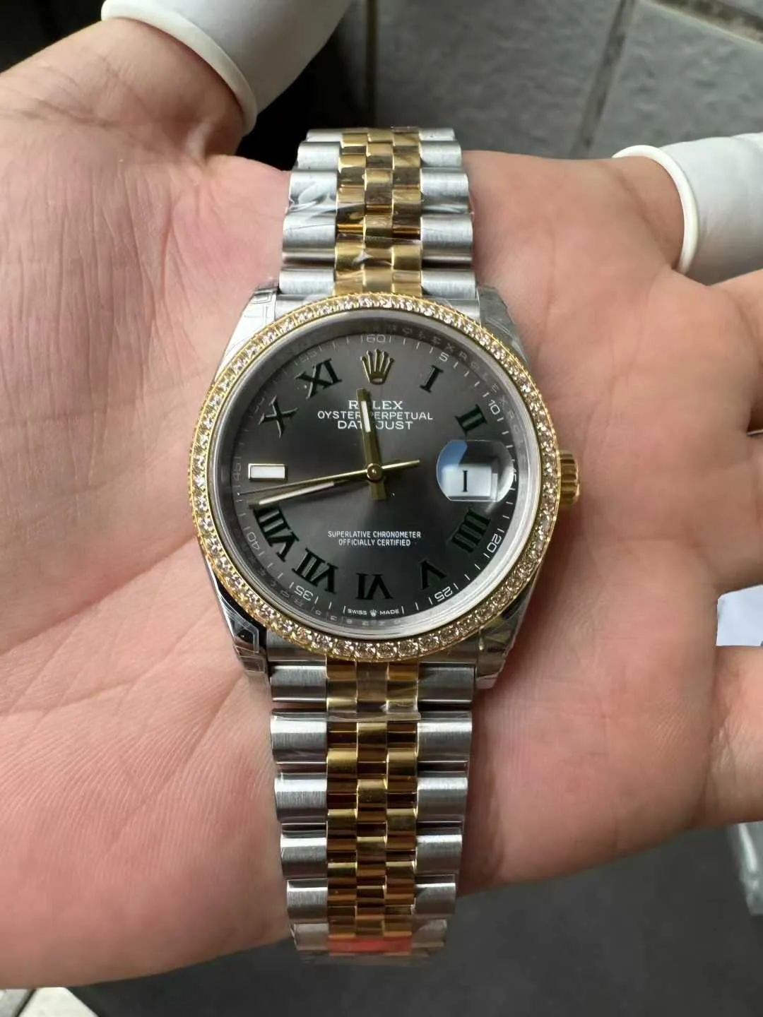 Clean Factory DateJust 36 Wimbledon 126283RBR Slate Dial Roma Indexes 904L Steel Case Yellow Gold Two Tone Jubilee Bracelet DD3235 Movement – Clean Factory Watch | The Best Super Clone Watches Store in China photo 6