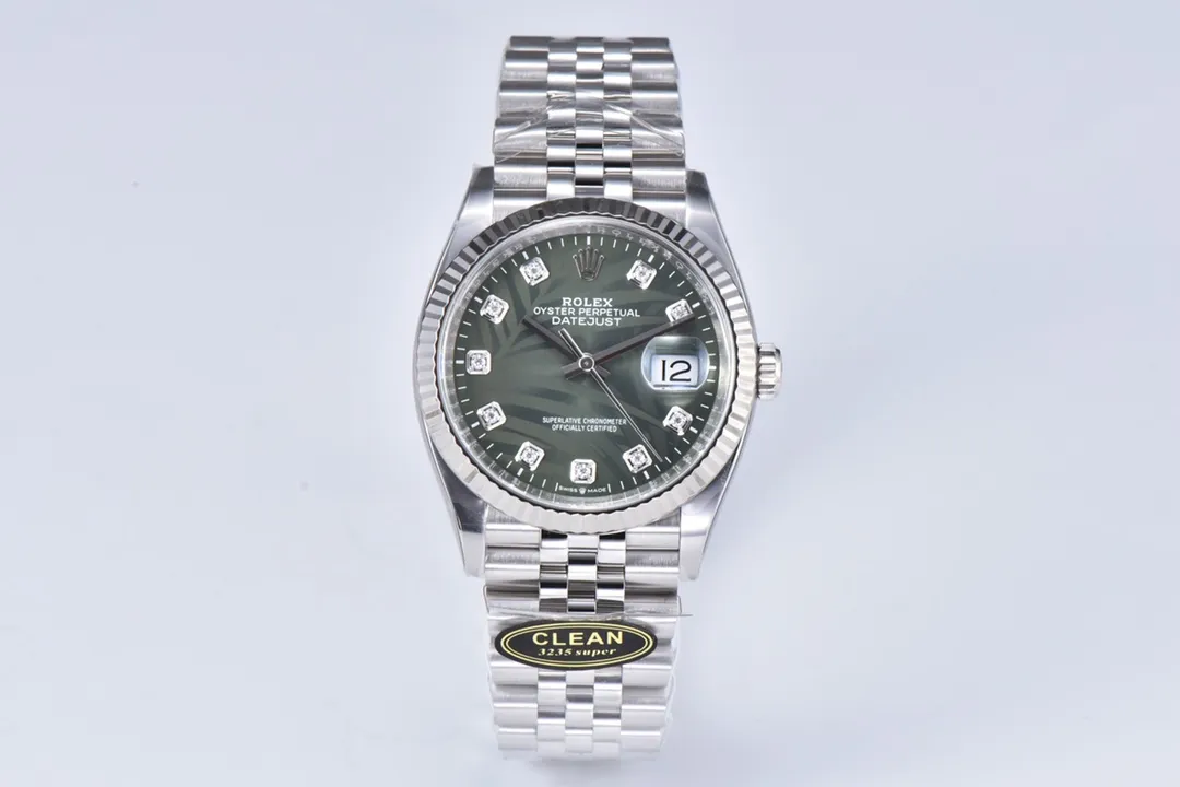 Clean Factory DateJust 36mm 126234 Green Palm Motif Dial Diamond Hour Markers Jubilee Bracelet SH3235 Caliber – Clean Factory Watch | The Best Super Clone Watches Store in China photo 2