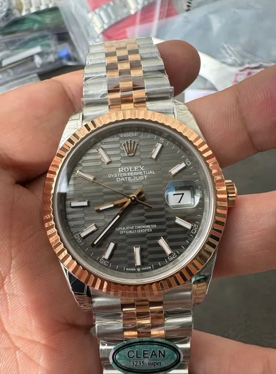 Clean Factory DateJust 41 126331 Wimbledon Slate Dial with Roma Indexes Rose Gold Smooth Bezel Two Tone Jubilee Bracelet DD3235 Movement – Clean Factory Watch | The Best Super Clone Watches Store in China