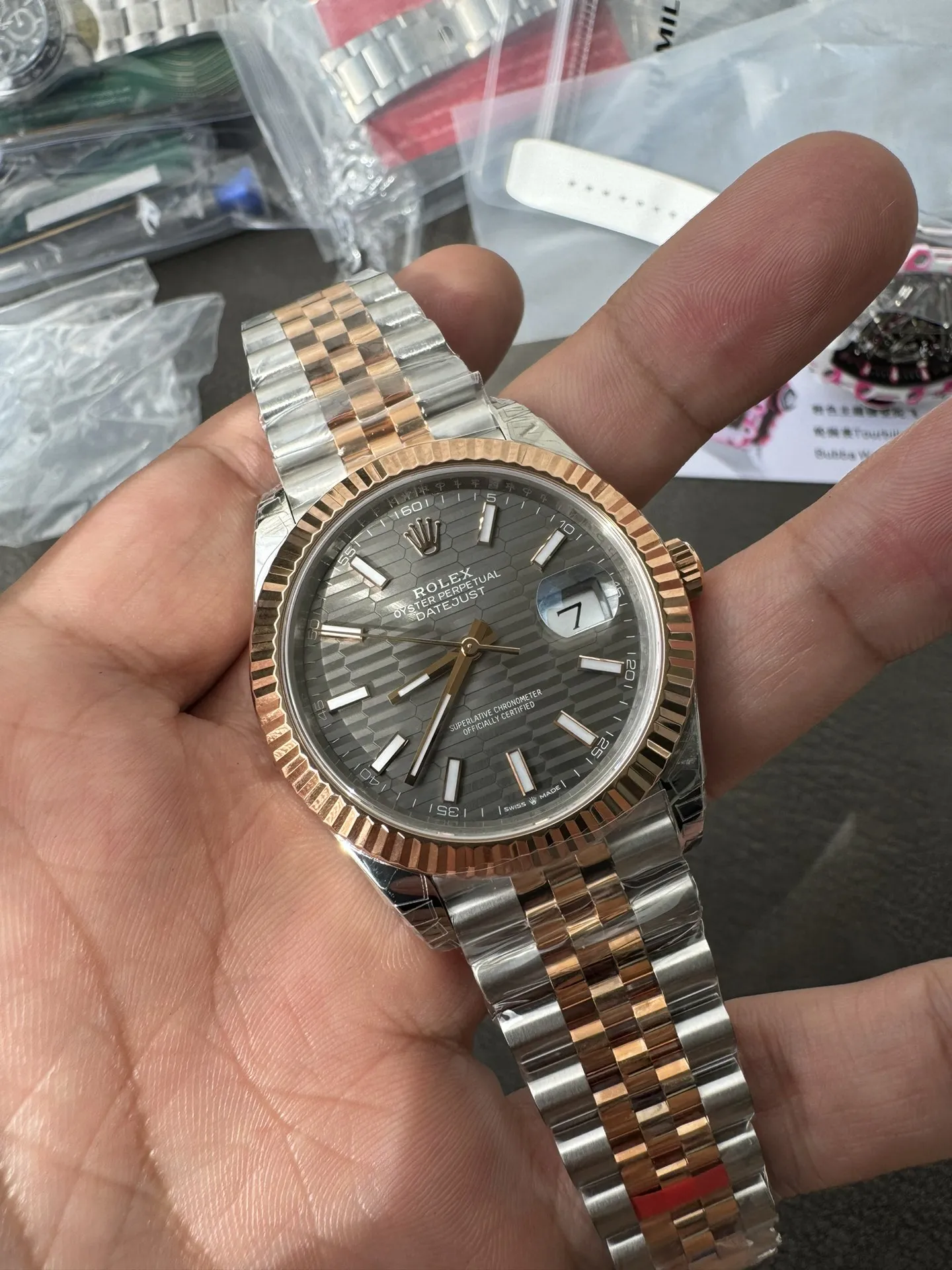 Clean Factory DateJust 41 126331 Wimbledon Slate Dial with Roma Indexes Rose Gold Smooth Bezel Two Tone Jubilee Bracelet DD3235 Movement – Clean Factory Watch | The Best Super Clone Watches Store in China photo 3