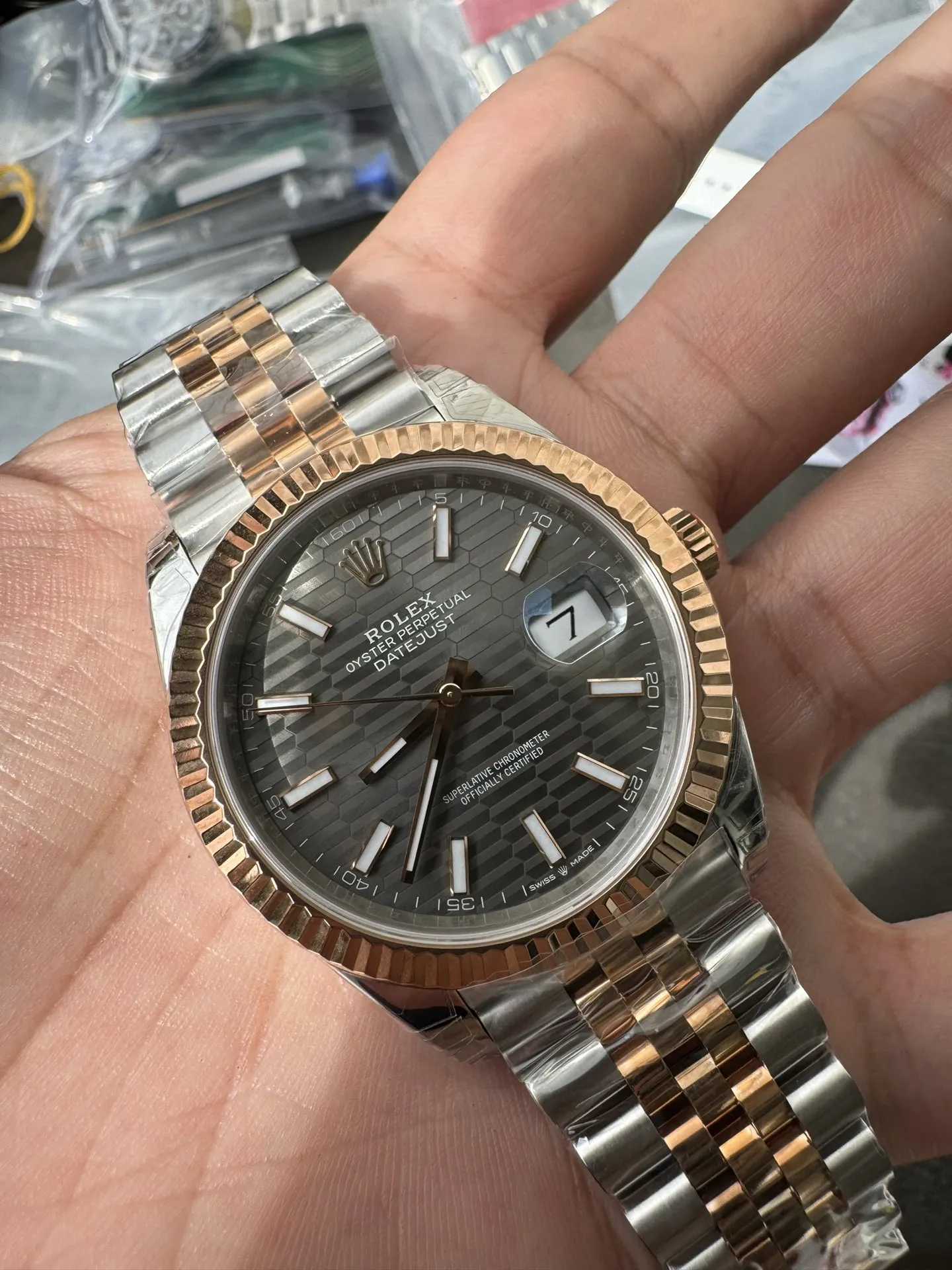Clean Factory DateJust 41 126331 Wimbledon Slate Dial with Roma Indexes Rose Gold Smooth Bezel Two Tone Jubilee Bracelet DD3235 Movement – Clean Factory Watch | The Best Super Clone Watches Store in China photo 5