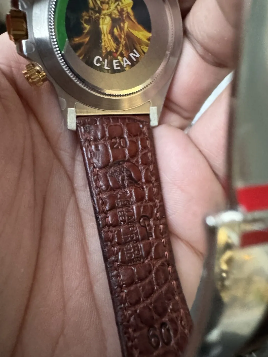 Clean Factory Daytona 116503 Black Mother of Pearl Dial Diamond Hour Markers Yellow Gold Bezel Brown Alligator Strap DD4130 Caliber – Clean Factory Watch | The Best Super Clone Watches Store in China photo 12