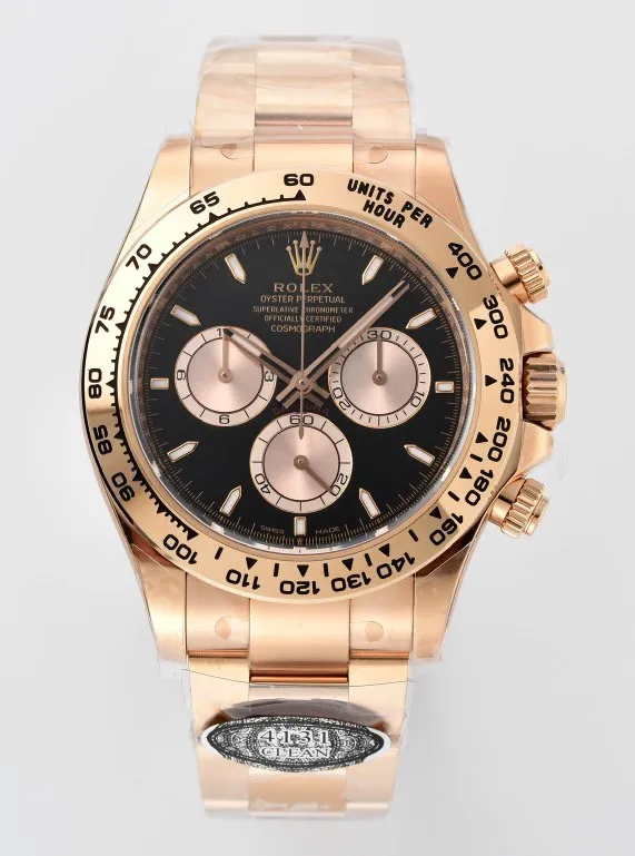Clean Factory Daytona 126505 Rose Gold Case & Bracelet Black Dial with Rose Gold Sub-Dial SH4131 Movement – Clean Factory Watch | The Best Super Clone Watches Store in China