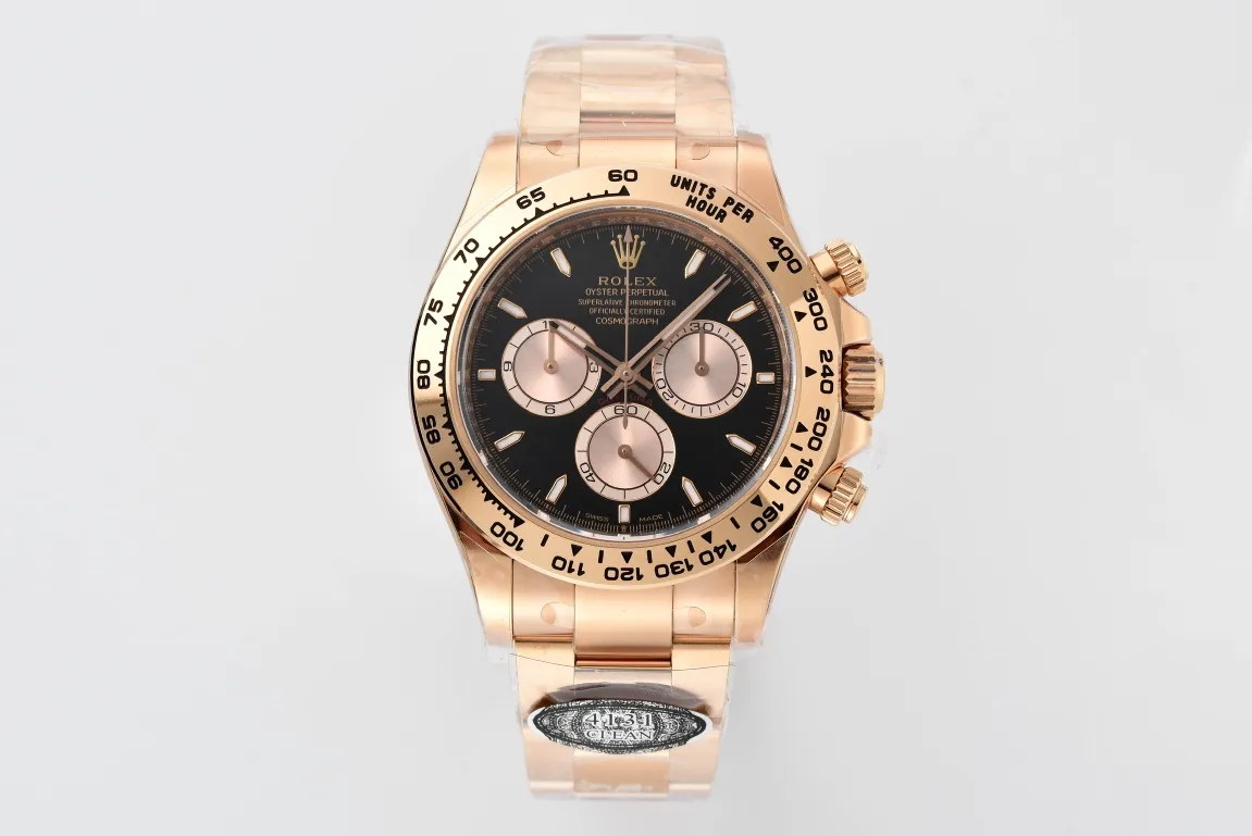 Clean Factory Daytona 126505 Rose Gold Case & Bracelet Black Dial with Rose Gold Sub-Dial SH4131 Movement – Clean Factory Watch | The Best Super Clone Watches Store in China photo 2