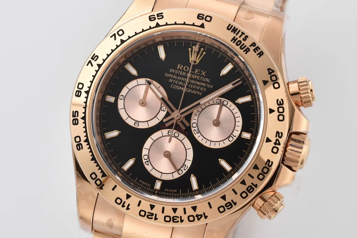 Clean Factory Daytona 126505 Rose Gold Case & Bracelet Black Dial with Rose Gold Sub-Dial SH4131 Movement – Clean Factory Watch | The Best Super Clone Watches Store in China photo 3
