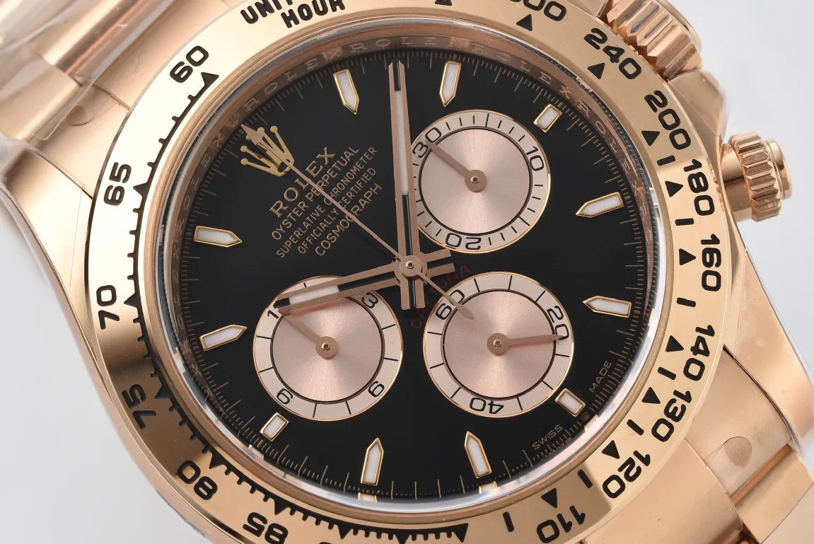 Clean Factory Daytona 126505 Rose Gold Case & Bracelet Black Dial with Rose Gold Sub-Dial SH4131 Movement – Clean Factory Watch | The Best Super Clone Watches Store in China photo 4