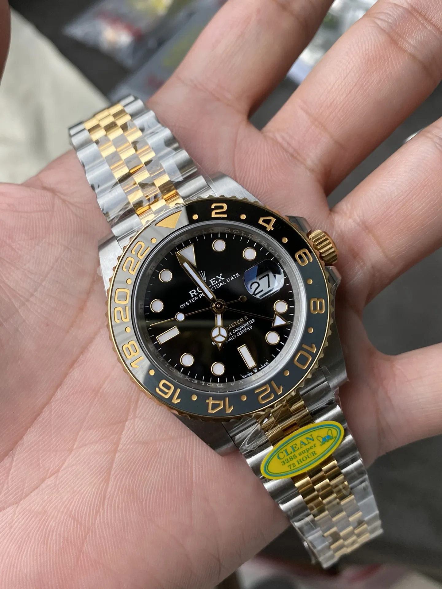 Clean Factory GMT Master II 126713GRNR Oystersteel and Yellow Gold Black & Grey Bezel Black Dial Jubilee Bracelet DD3285 Movement – Clean Factory Watch | The Best Super Clone Watches Store in China photo 2