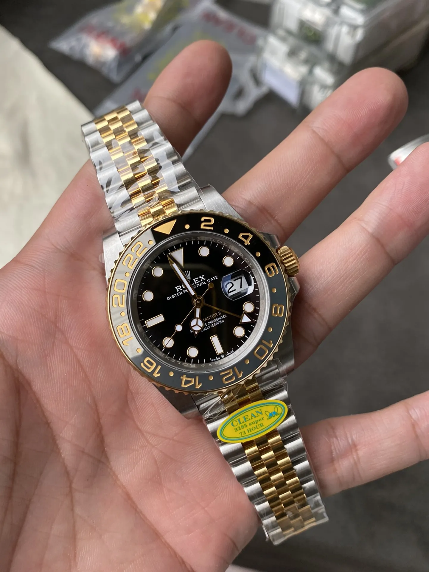 Clean Factory GMT Master II 126713GRNR Oystersteel and Yellow Gold Black & Grey Bezel Black Dial Jubilee Bracelet DD3285 Movement – Clean Factory Watch | The Best Super Clone Watches Store in China photo 4