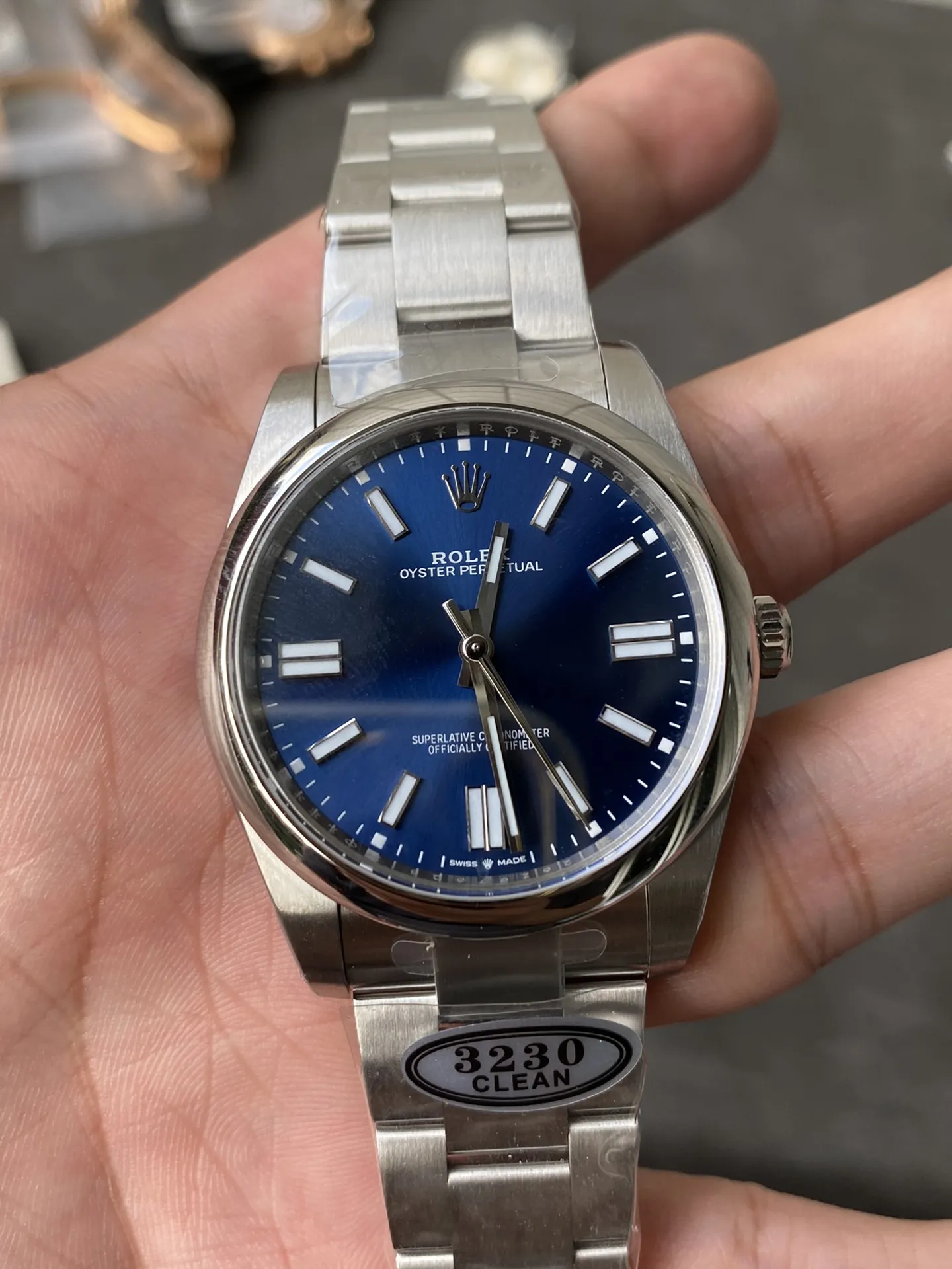 Clean Factory Oyster Perpetual 124300 Blue Dial 41mm CF OP 904L OysterSteel Case & Bracelet VR3230 Movement – Clean Factory Watch | The Best Super Clone Watches Store in China photo 2
