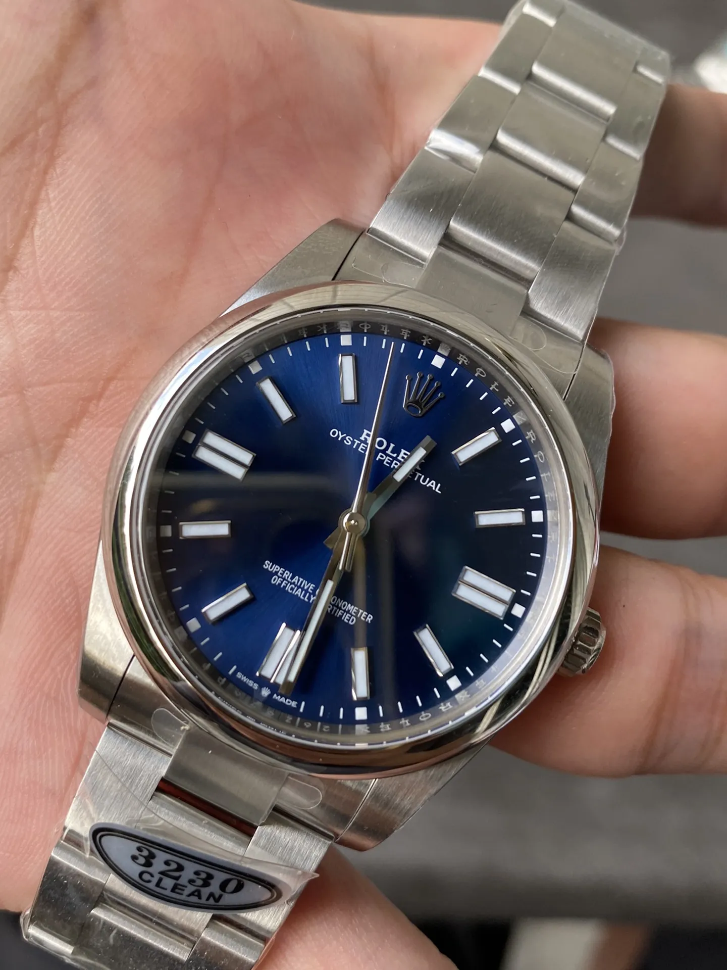 Clean Factory Oyster Perpetual 124300 Blue Dial 41mm CF OP 904L OysterSteel Case & Bracelet VR3230 Movement – Clean Factory Watch | The Best Super Clone Watches Store in China photo 3