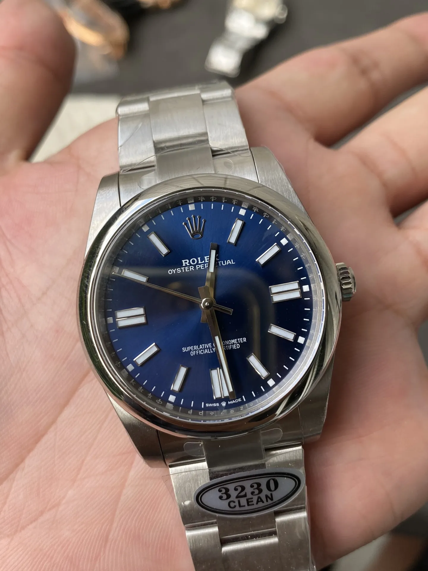 Clean Factory Oyster Perpetual 124300 Blue Dial 41mm CF OP 904L OysterSteel Case & Bracelet VR3230 Movement – Clean Factory Watch | The Best Super Clone Watches Store in China photo 4
