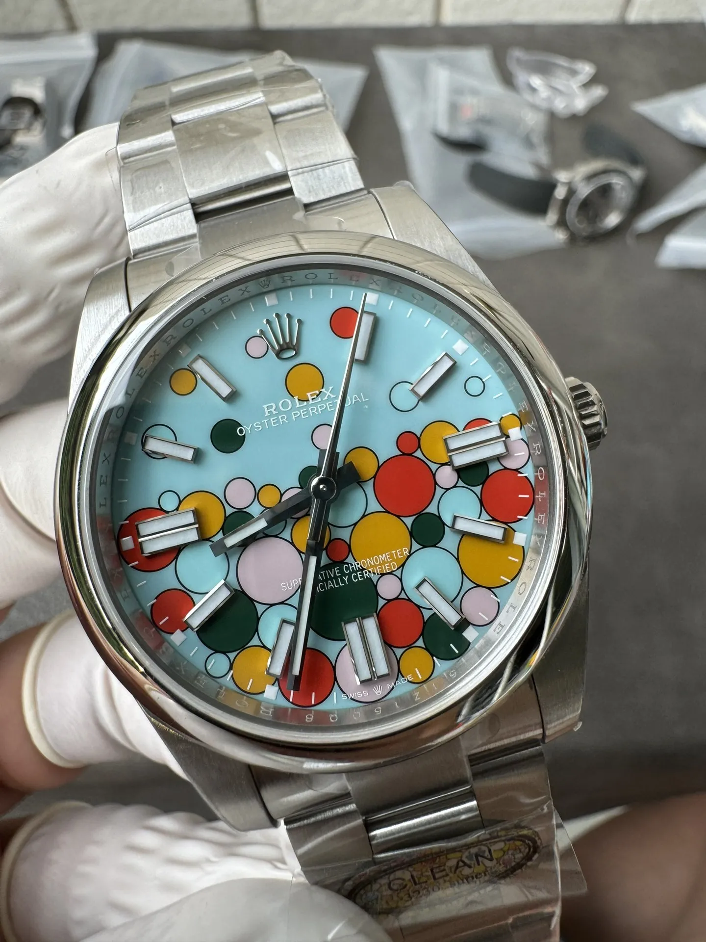 Clean Factory Oyster Perpetual 124300 Celebration Dial CF OP Watch 41mm 904L Steel VR3230 – Clean Factory Watch | The Best Super Clone Watches Store in China photo 4