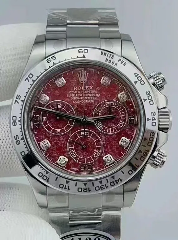 Clean Factory Rolex Daytona 116509 Red Garnet Dial Diamonds Index DD4130 Movement Oyster Bracelet – Clean Factory Watch | The Best Super Clone Watches Store in China