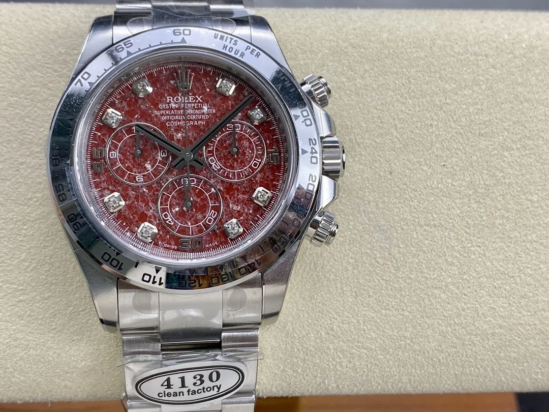 Clean Factory Rolex Daytona 116509 Red Garnet Dial Diamonds Index DD4130 Movement Oyster Bracelet – Clean Factory Watch | The Best Super Clone Watches Store in China photo 2