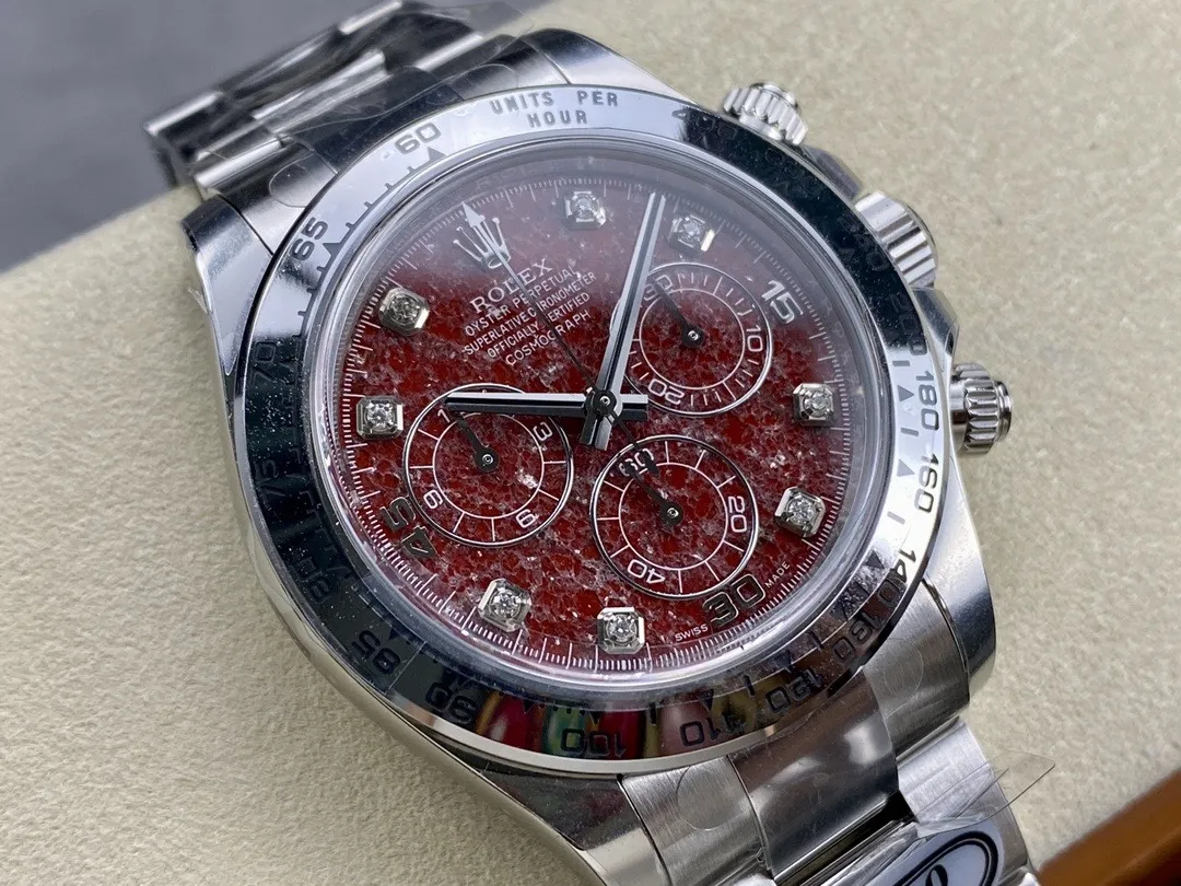 Clean Factory Rolex Daytona 116509 Red Garnet Dial Diamonds Index DD4130 Movement Oyster Bracelet – Clean Factory Watch | The Best Super Clone Watches Store in China photo 3