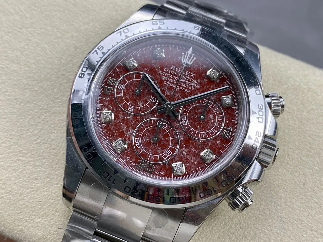 Clean Factory Rolex Daytona 116509 Red Garnet Dial Diamonds Index DD4130 Movement Oyster Bracelet – Clean Factory Watch | The Best Super Clone Watches Store in China photo 4