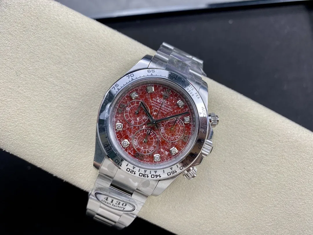 Clean Factory Rolex Daytona 116509 Red Garnet Dial Diamonds Index DD4130 Movement Oyster Bracelet – Clean Factory Watch | The Best Super Clone Watches Store in China photo 5