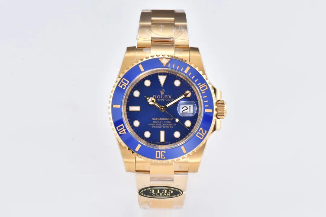 Clean Factory Submariner 116618LB 40mm Blue Dial & Ceramic Bezel Full Yellow Gold Plated Case & Oyster Bracelet VS3135 Movement – Clean Factory Watch | The Best Super Clone Watches Store in China photo 2