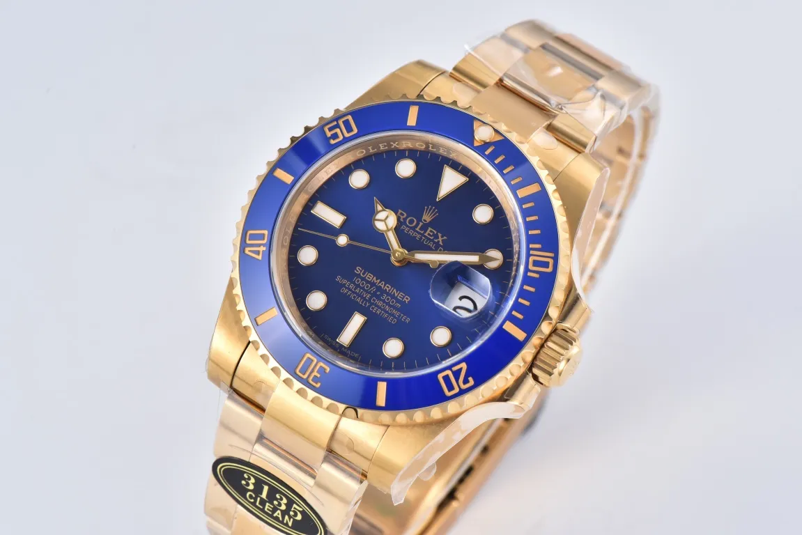 Clean Factory Submariner 116618LB 40mm Blue Dial & Ceramic Bezel Full Yellow Gold Plated Case & Oyster Bracelet VS3135 Movement – Clean Factory Watch | The Best Super Clone Watches Store in China photo 3
