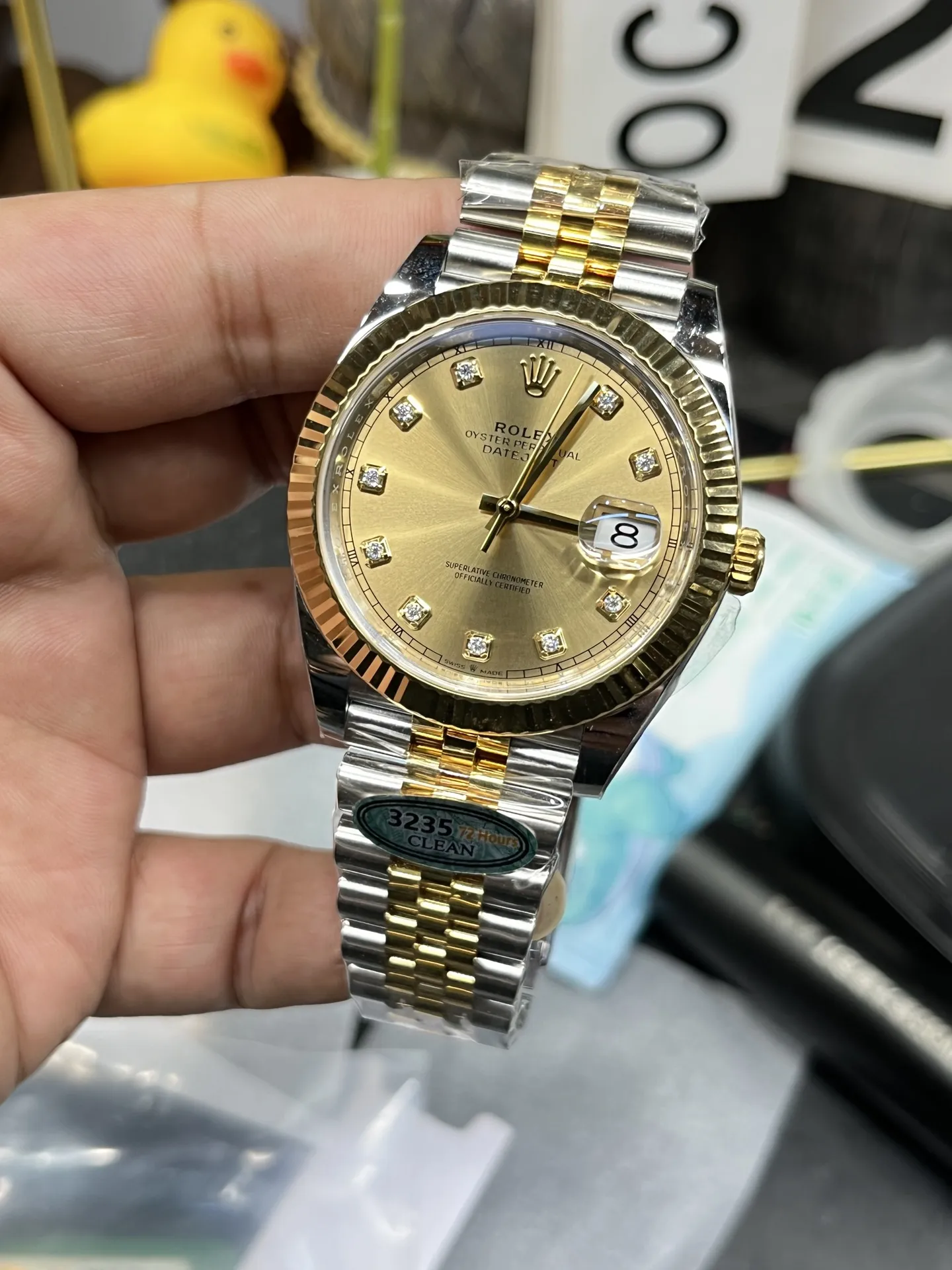 Clean Factory Watch Datejust 36 126233 Yellow Gold Dial & Bezel Diamonds Hour Markers Two Tone Jubilee Bracelet 3235 Caliber – Clean Factory Watch | The Best Super Clone Watches Store in China photo 4
