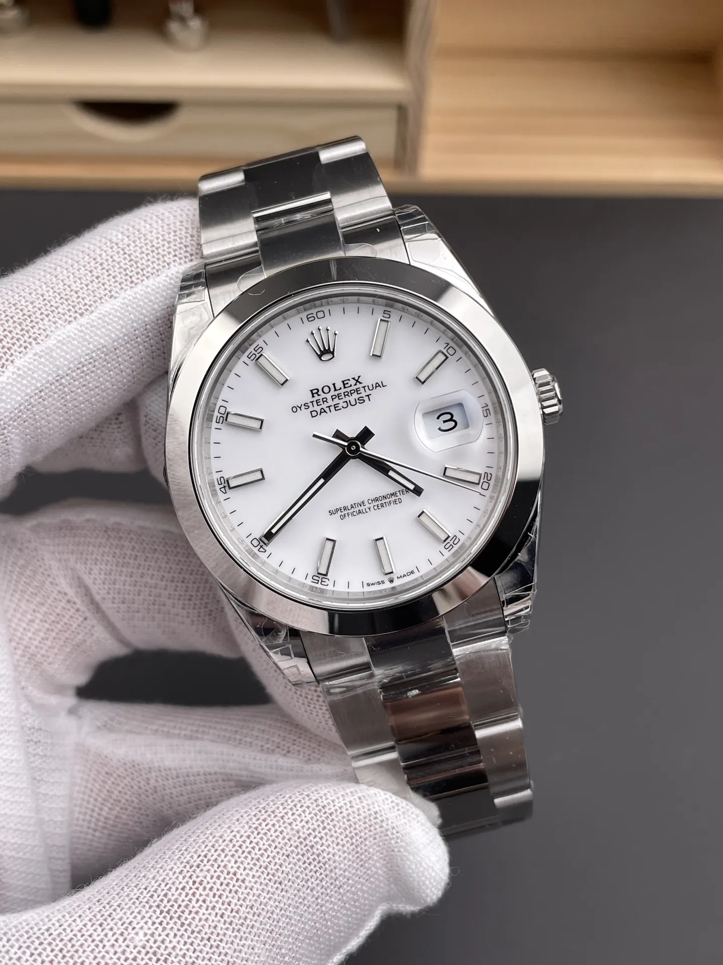 Clean Factory Watch Datejust 41 Ref 126300 White Dial Smooth Bezel 904L Steel Case & Oyster Bracelet DanDong 3235 Movement 72 Hours PW – Clean Factory Watch | The Best Super Clone Watches Store in China photo 3