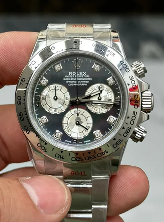Clean Factory Watch Daytona 116509 Black Mother of Pearl Dial Diamond Hors Markers SuperClone 4130 Movement – Clean Factory Watch | The Best Super Clone Watches Store in China